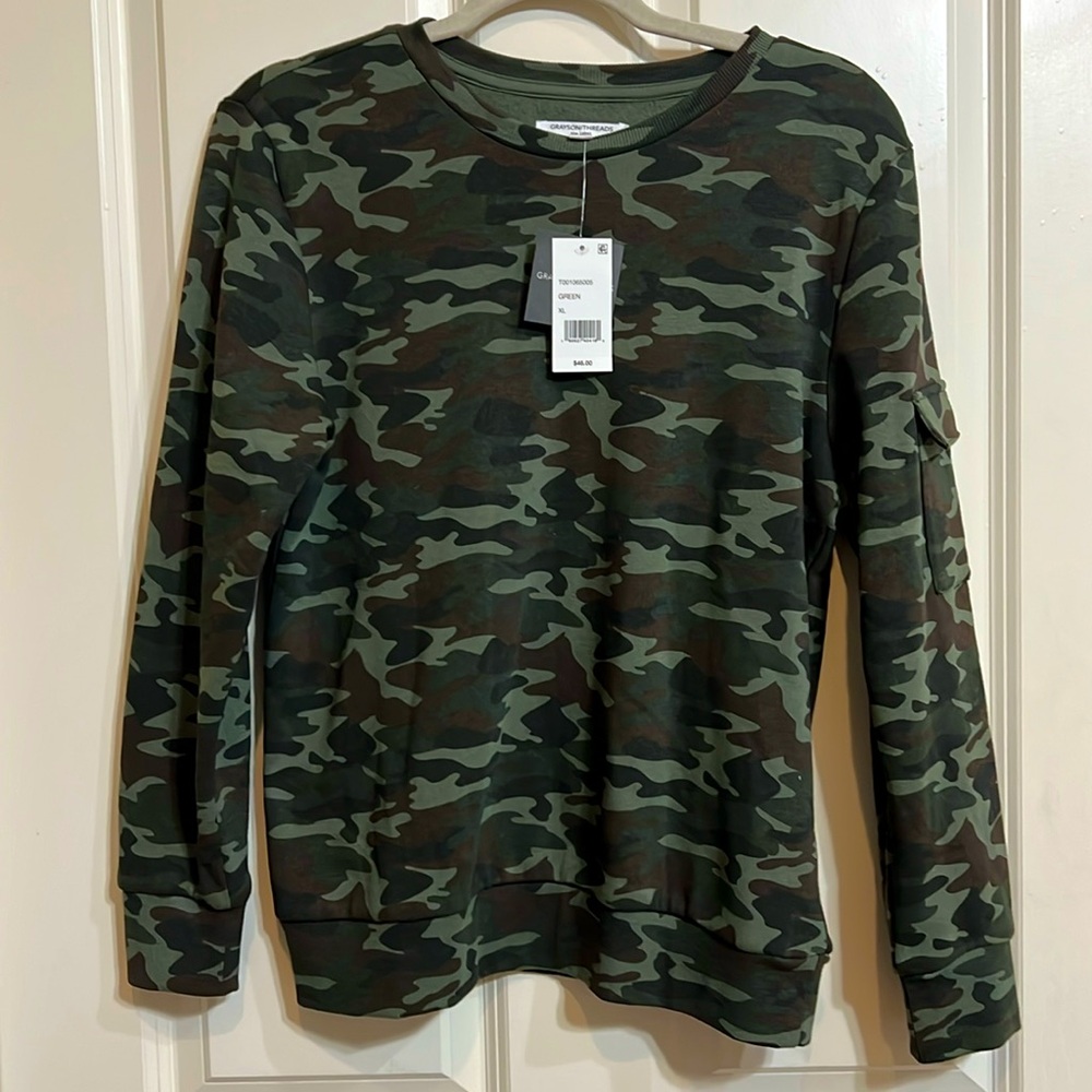Grayson Threads Kids, The Label Big Boys Soft Camo Fleece Sweatshirt | Size XL